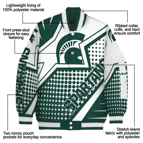 custom michigan state spartans star burst green varsity jacket new arrival.webp