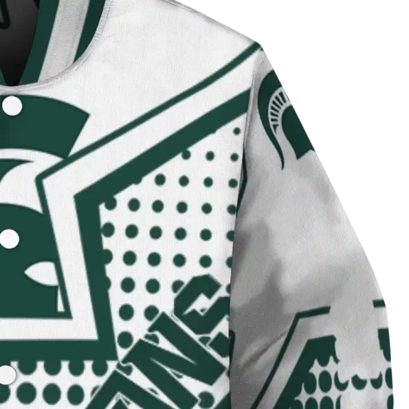custom michigan state spartans star burst green varsity jacket premium grade.webp