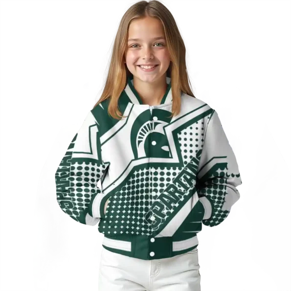 custom michigan state spartans star burst green varsity jacket top rated.webp