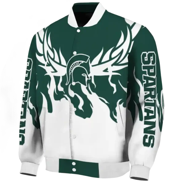 custom michigan state spartans winged blaze green white varsity jacket best selling