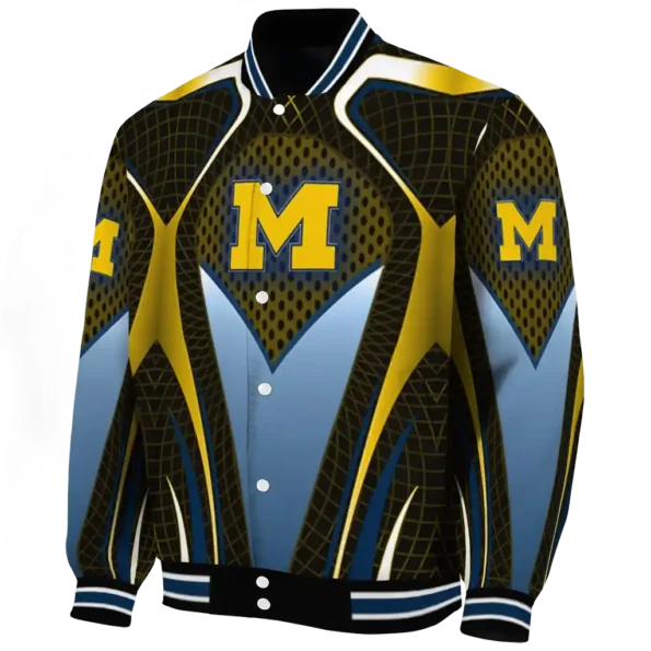 custom michigan wolverines mesh chest maize black varsity jacket best selling
