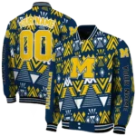 custom michigan wolverines pyramid shapes blue varsity jacket best selling.webp