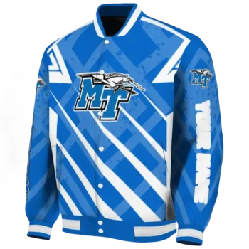 custom middle tennessee blue raiders chevron angles blue varsity jacket best selling.webp