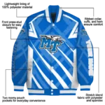 custom middle tennessee blue raiders chevron angles blue varsity jacket best selling.webp