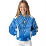 custom middle tennessee blue raiders hexagon grid blue varsity jacket best selling.webp