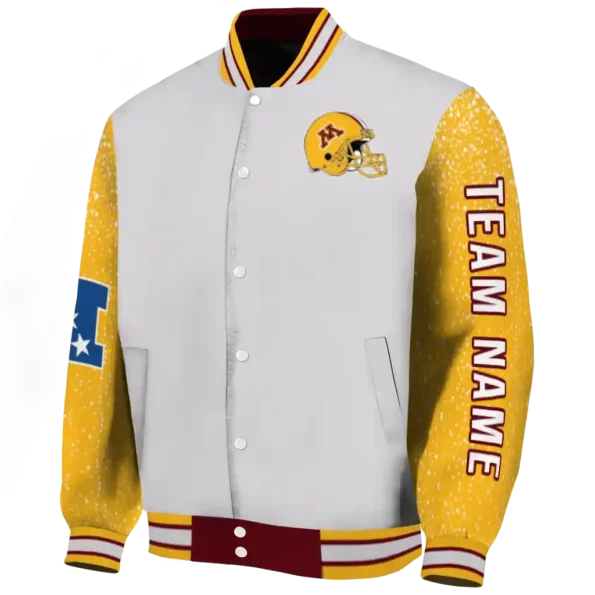 custom minnesota golden gophers speckled arms maroon gray varsity jacket best selling