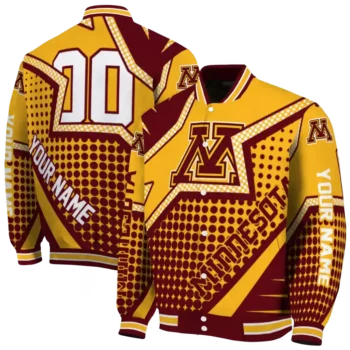custom minnesota golden gophers star burst maroon varsity jacket fashion forward.webp