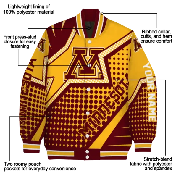custom minnesota golden gophers star burst maroon varsity jacket new arrival.webp