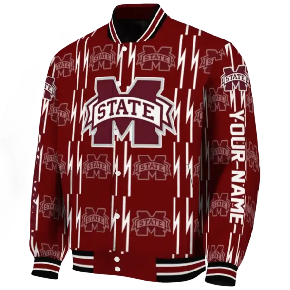 custom mississippi state bulldogs bolt stripe maroon varsity jacket best selling