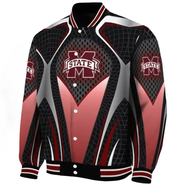 custom mississippi state bulldogs mesh chest white black varsity jacket best selling
