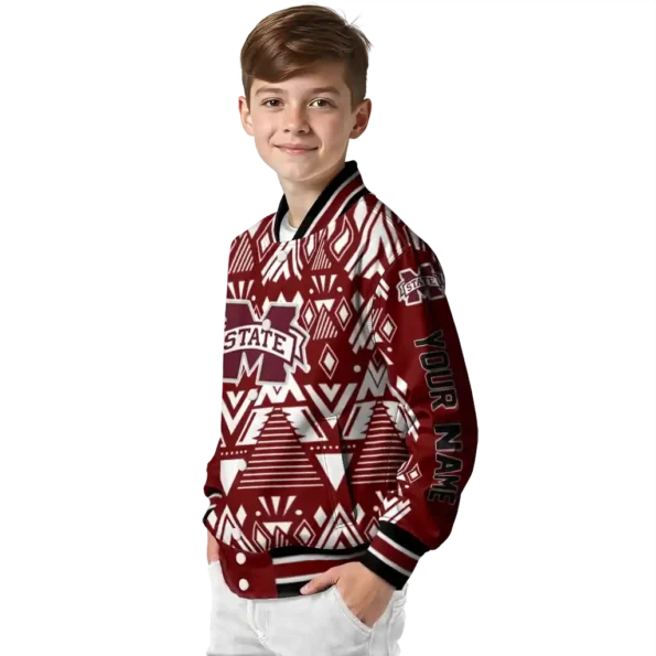 custom mississippi state bulldogs pyramid shapes maroon varsity jacket trendy.webp