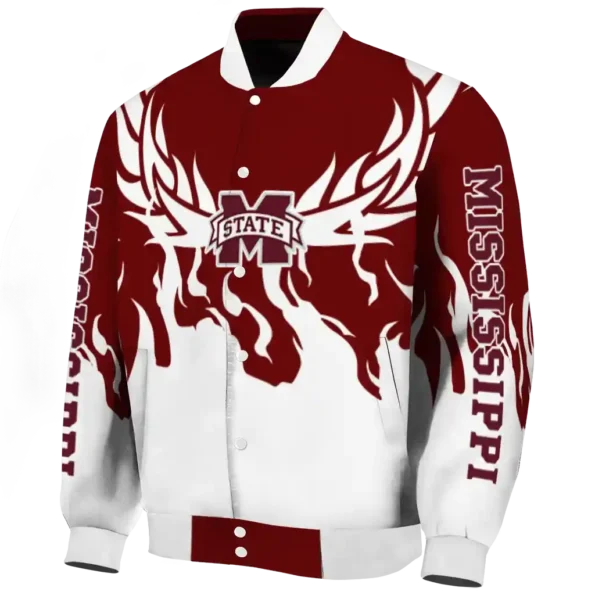 custom mississippi state bulldogs winged blaze maroon white varsity jacket best selling