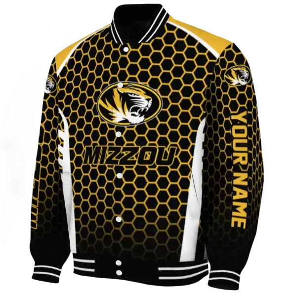 custom missouri tigers hexagon grid black varsity jacket best selling.webp