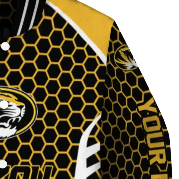 custom missouri tigers hexagon grid black varsity jacket premium grade.webp