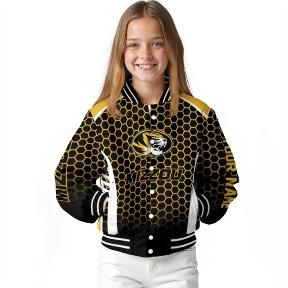 custom missouri tigers hexagon grid black varsity jacket top rated.webp