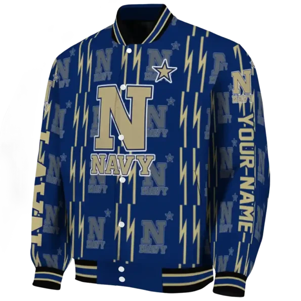 custom navy midshipmen bolt stripe blue varsity jacket best selling