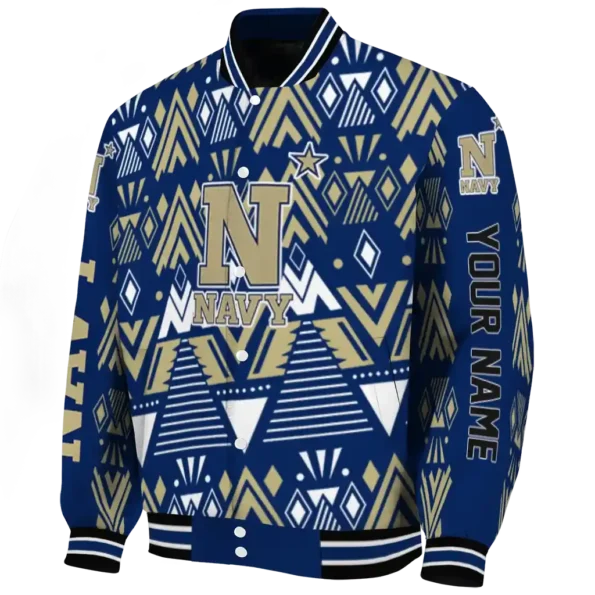 custom navy midshipmen pyramid shapes blue varsity jacket best selling