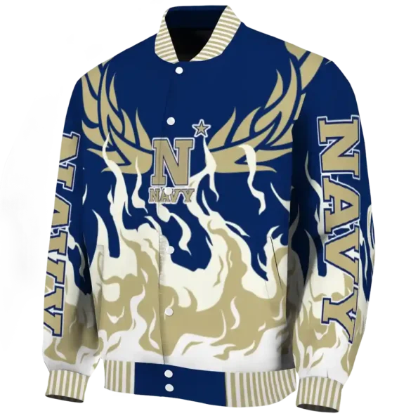 custom navy midshipmen winged blaze blue white varsity jacket best selling