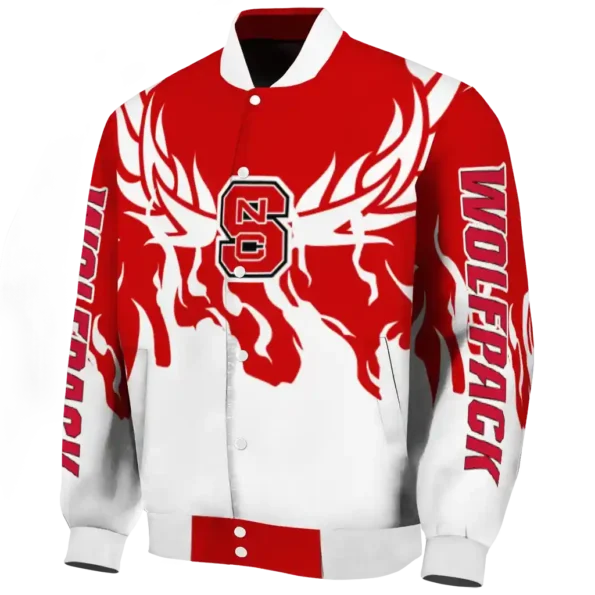 custom nc state wolfpack winged blaze red white varsity jacket best selling