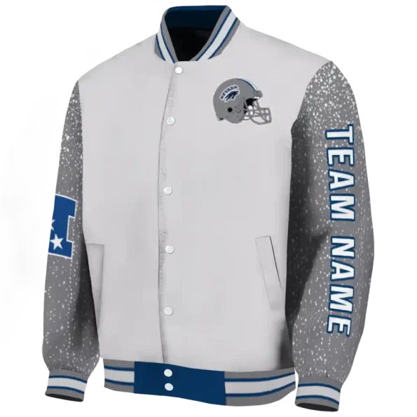 custom nevada wolf pack speckled arms blue gray varsity jacket best selling