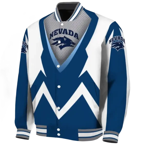 custom nevada wolf pack v stripes blue white varsity jacket best selling