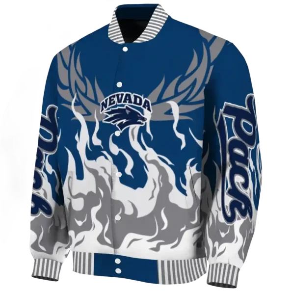 custom nevada wolf pack winged blaze blue white varsity jacket best selling