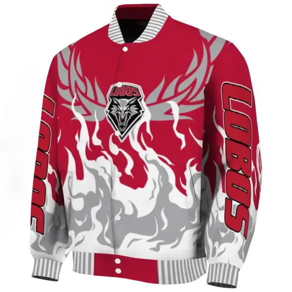 custom new mexico lobos winged blaze red white varsity jacket best selling