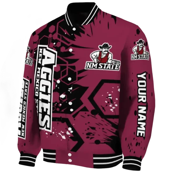 custom new mexico state aggies hexagon cluster crimson black varsity jacket best selling