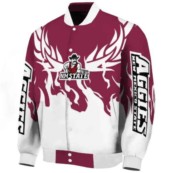 custom new mexico state aggies winged blaze crimson white varsity jacket best selling