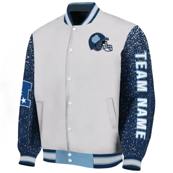custom north carolina tar heels speckled arms light blue gray varsity jacket best selling