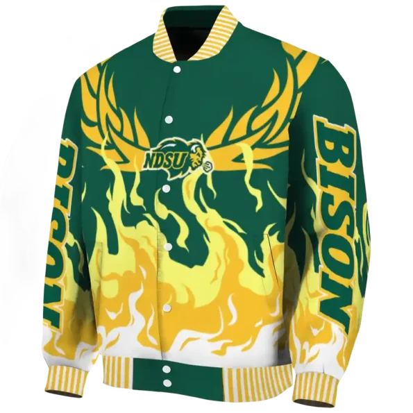 custom north dakota state bison winged blaze green white varsity jacket best selling