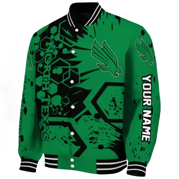 custom north texas mean green hexagon cluster green black varsity jacket best selling