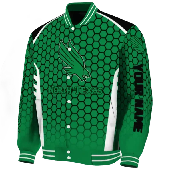 custom north texas mean green hexagon grid green varsity jacket best selling