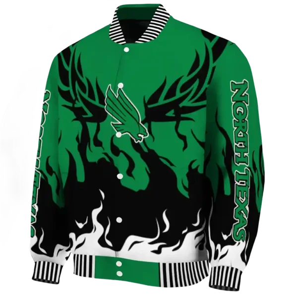 custom north texas mean green winged blaze green white varsity jacket best selling