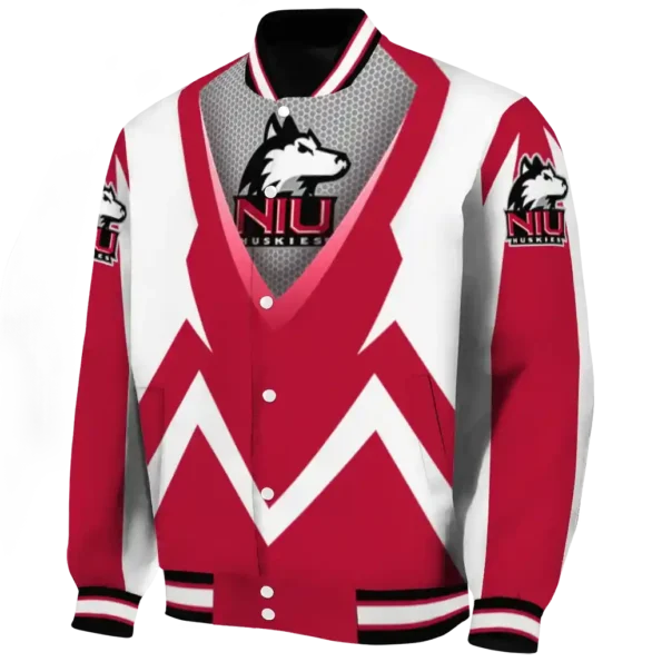 custom northern illinois huskies v stripes red white varsity jacket best selling