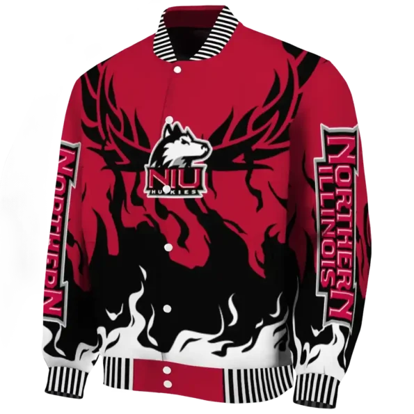 custom northern illinois huskies winged blaze red white varsity jacket best selling