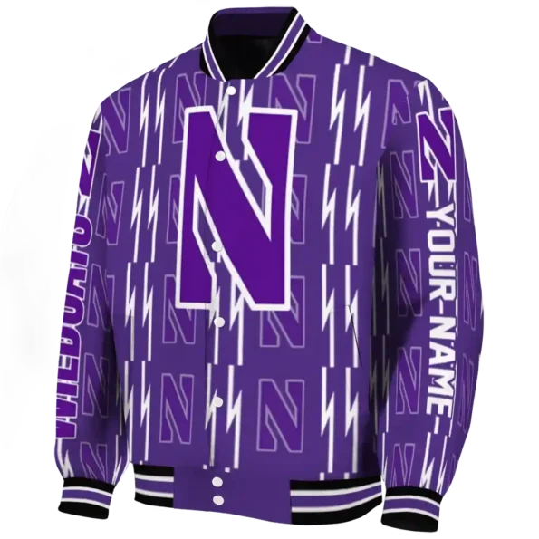 custom northwestern wildcats bolt stripe purple varsity jacket best selling