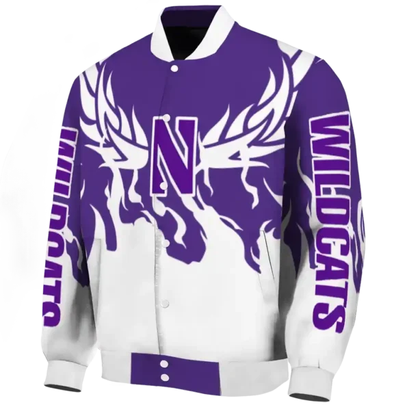 custom northwestern wildcats winged blaze purple white varsity jacket best selling