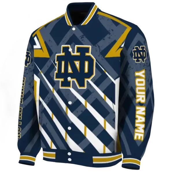 custom notre dame fighting irish chevron angles navy varsity jacket best selling