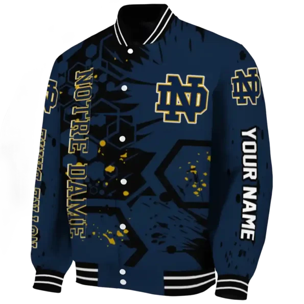 custom notre dame fighting irish hexagon cluster navy black varsity jacket best selling