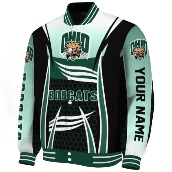 custom ohio bobcats mesh effect green black varsity jacket best selling