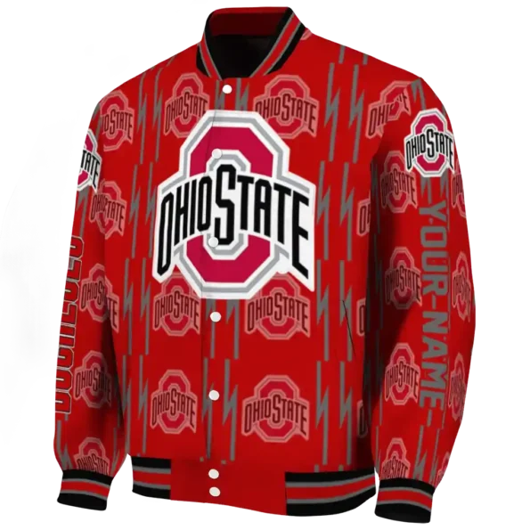 custom ohio state buckeyes bolt stripe scarlet varsity jacket best selling