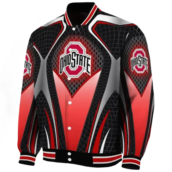 custom ohio state buckeyes mesh chest gray black varsity jacket best selling