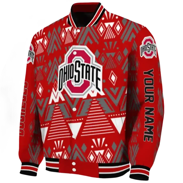 custom ohio state buckeyes pyramid shapes scarlet varsity jacket best selling