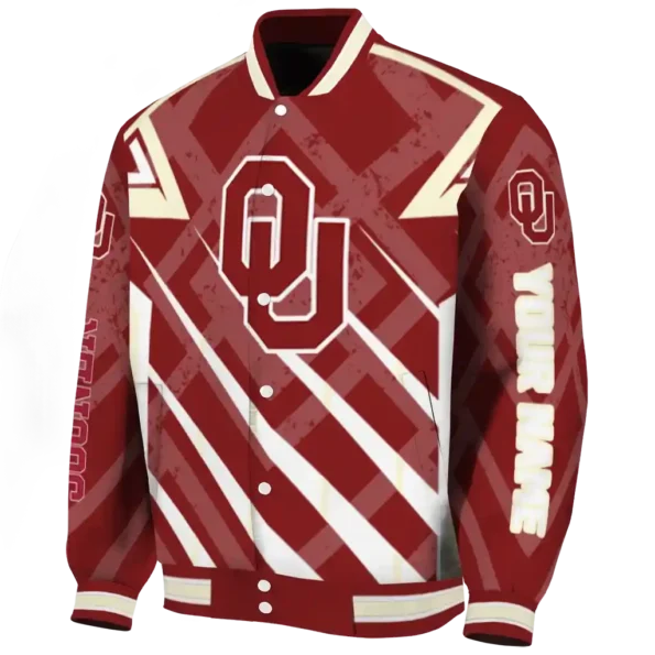custom oklahoma sooners chevron angles crimson varsity jacket best selling