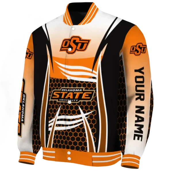 custom oklahoma state cowboys mesh effect orange black varsity jacket best selling