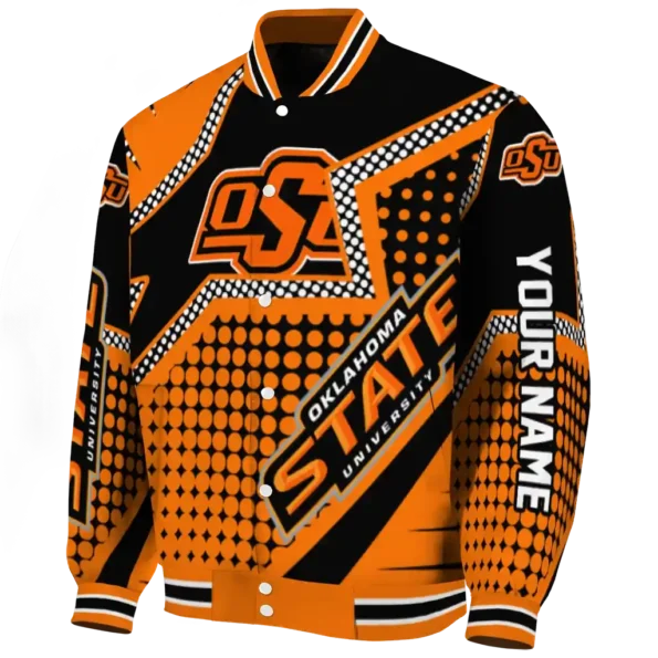 custom oklahoma state cowboys star burst orange varsity jacket best selling