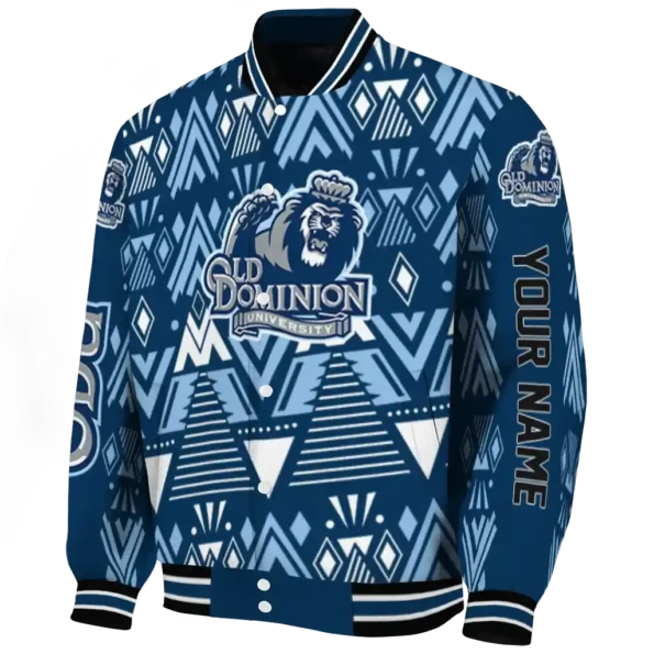 custom old dominion monarchs pyramid shapes blue varsity jacket best selling