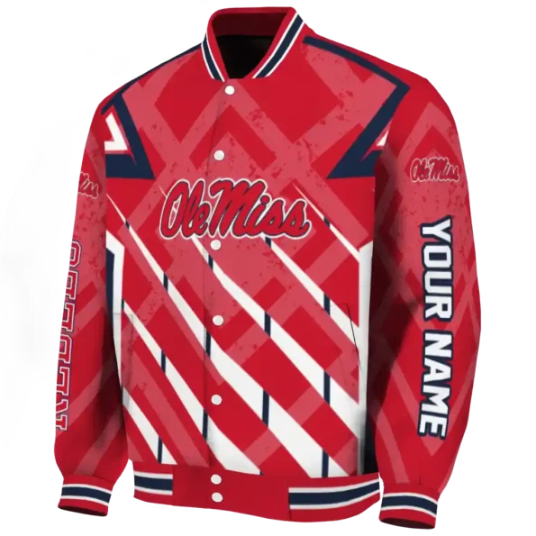 custom ole miss rebels chevron angles red varsity jacket best selling
