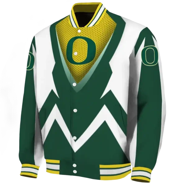 custom oregon ducks v stripes green white varsity jacket best selling